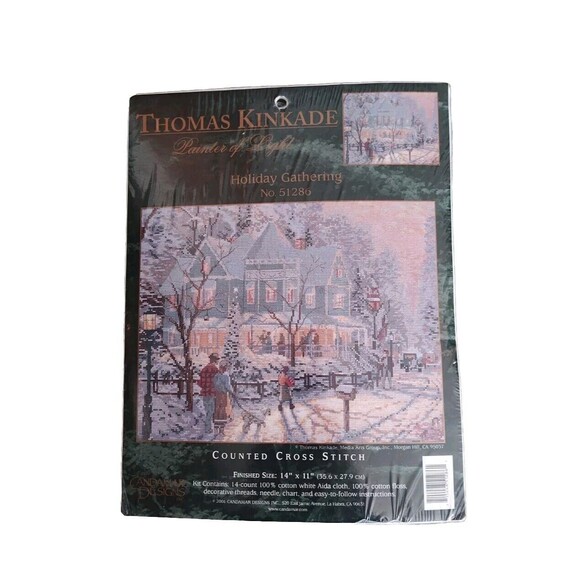 Sealed Thomas Kinkade HOLIDAY GATHERING Counted Cross Stitch Kit 51286 - Picture 1 of 6